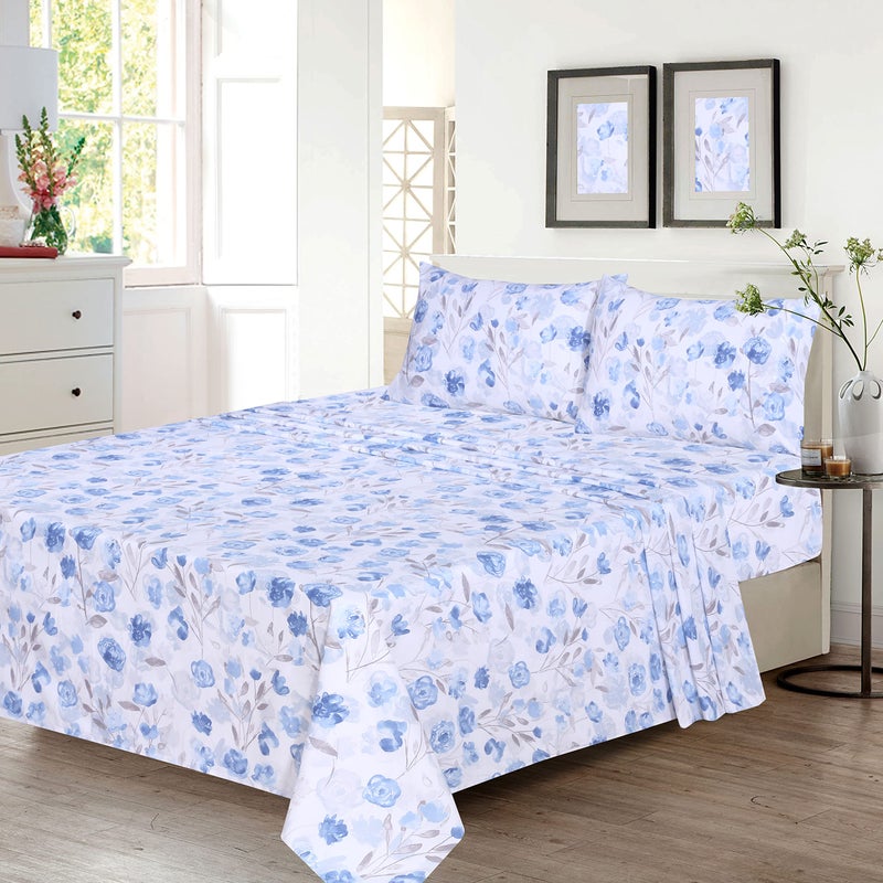 RUVANTI 100% Cotton Full Size Bed Sheets  4 Pieces  Soft & Breathable Percale Weave Bedding  Deep Pocket 16""  Hotel Standard  Crisp Cool Feel  Durable  Perfect Sheet Set Floral  Monotones - Image 2